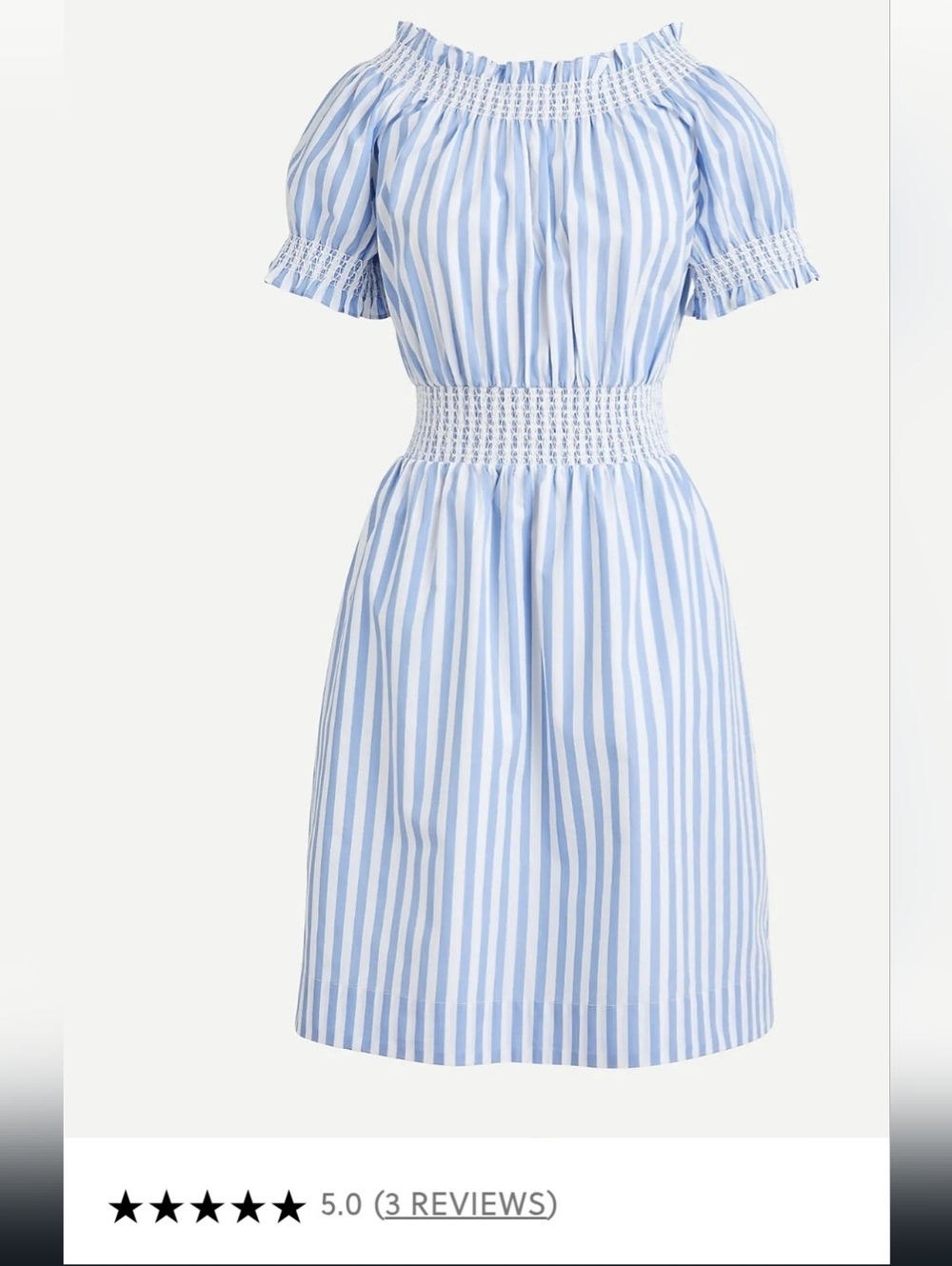 J. Crew Light Blue & White Striped Off-Shoulder Dress W/pockets >NWOT